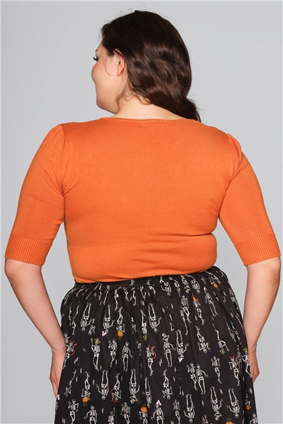 Chrissie Plain Orange Knitted Top by Collectif