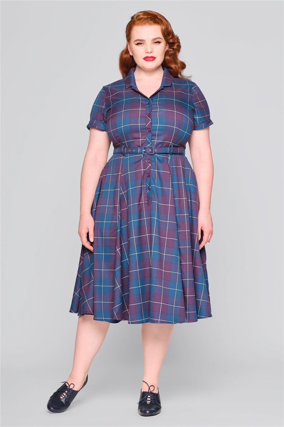 Caterina Mermaid Check Swing Dress från Collectif
