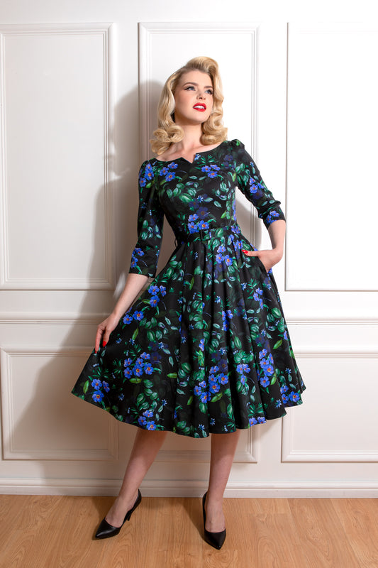 Amira Floral 50s Swing Dress by Hearts & Roses
