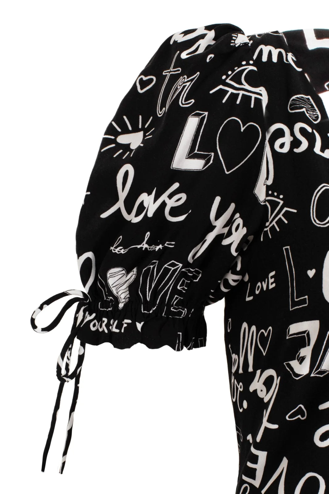 Close up of the short sleeves on the Love Yourself Maxi Dress by Hell Bunny