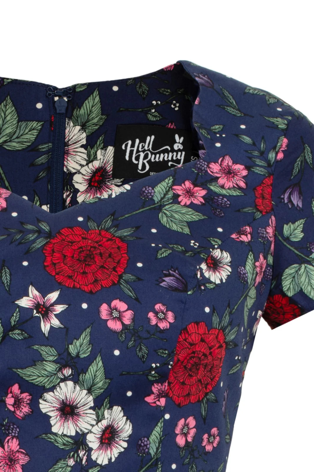 Camellia Blue Floral 50s Dress by Hell Bunny