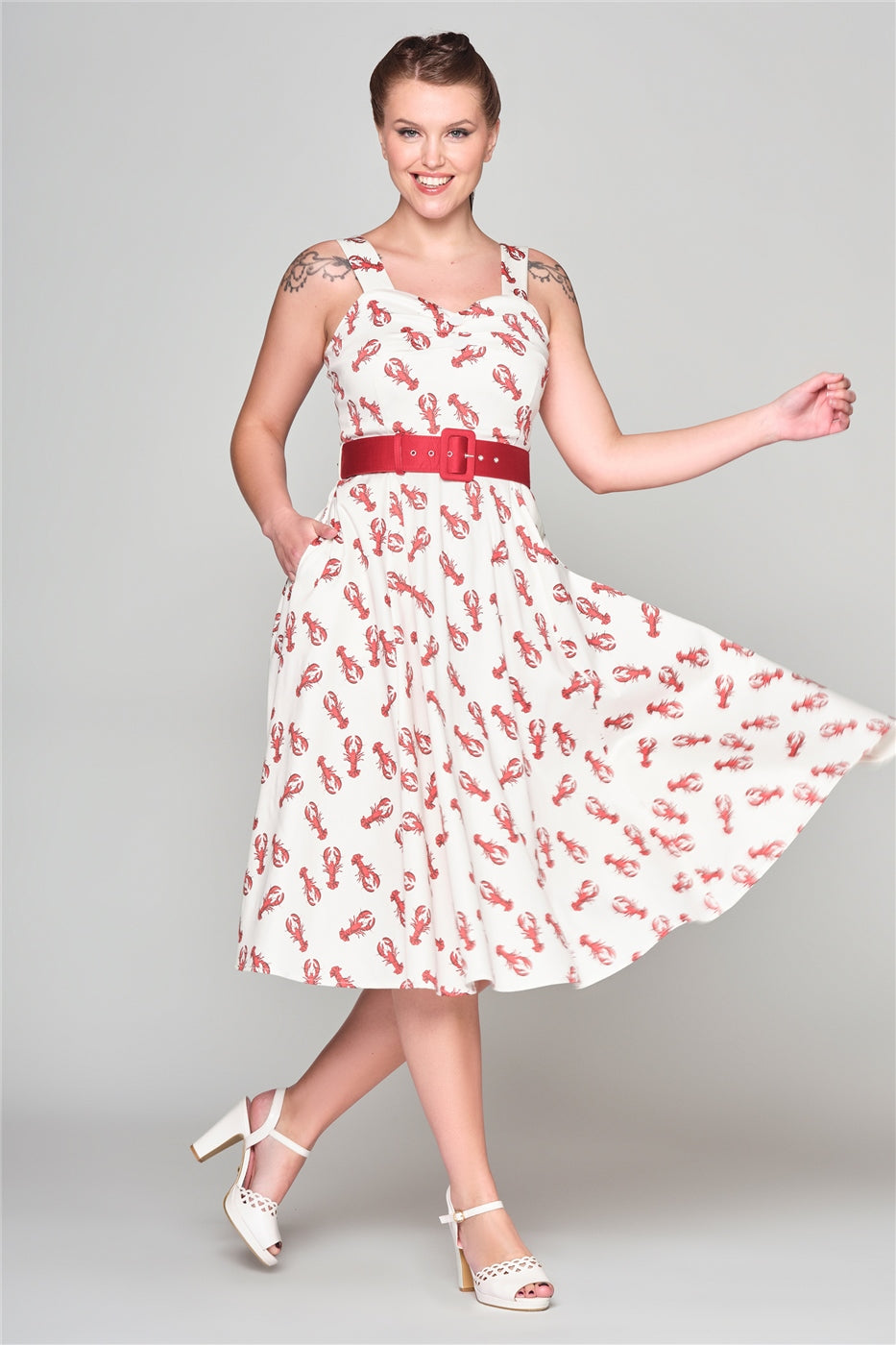 Emmie Rock Lobster Flared Dress by Collectif – Lemonie Boutique Emmie Rock Lobster Flared Dress by Collectif – Lemonie Boutique