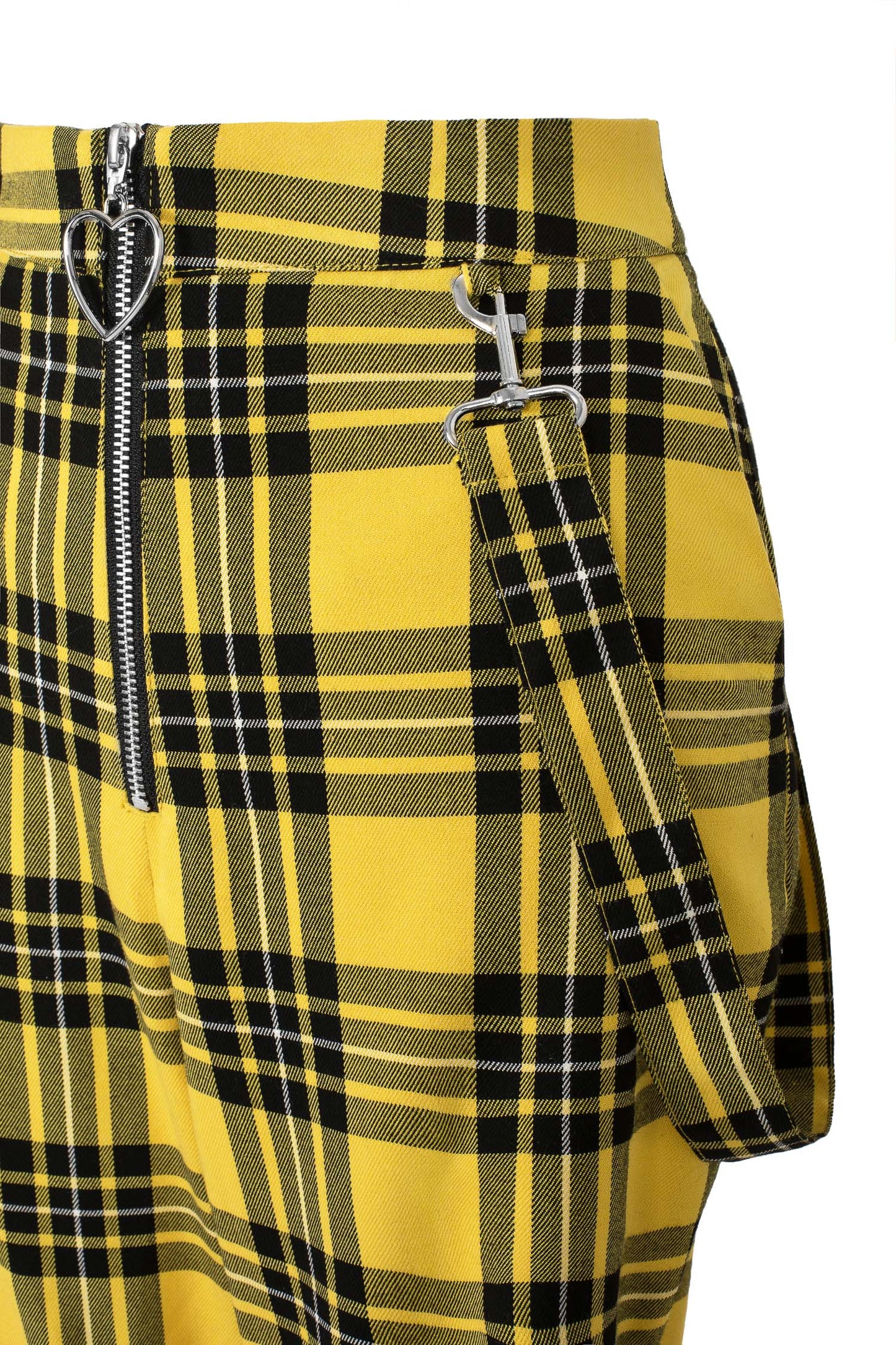 Corey Yellow Tartan Plaid Cropped Trousers by Hell Bunny