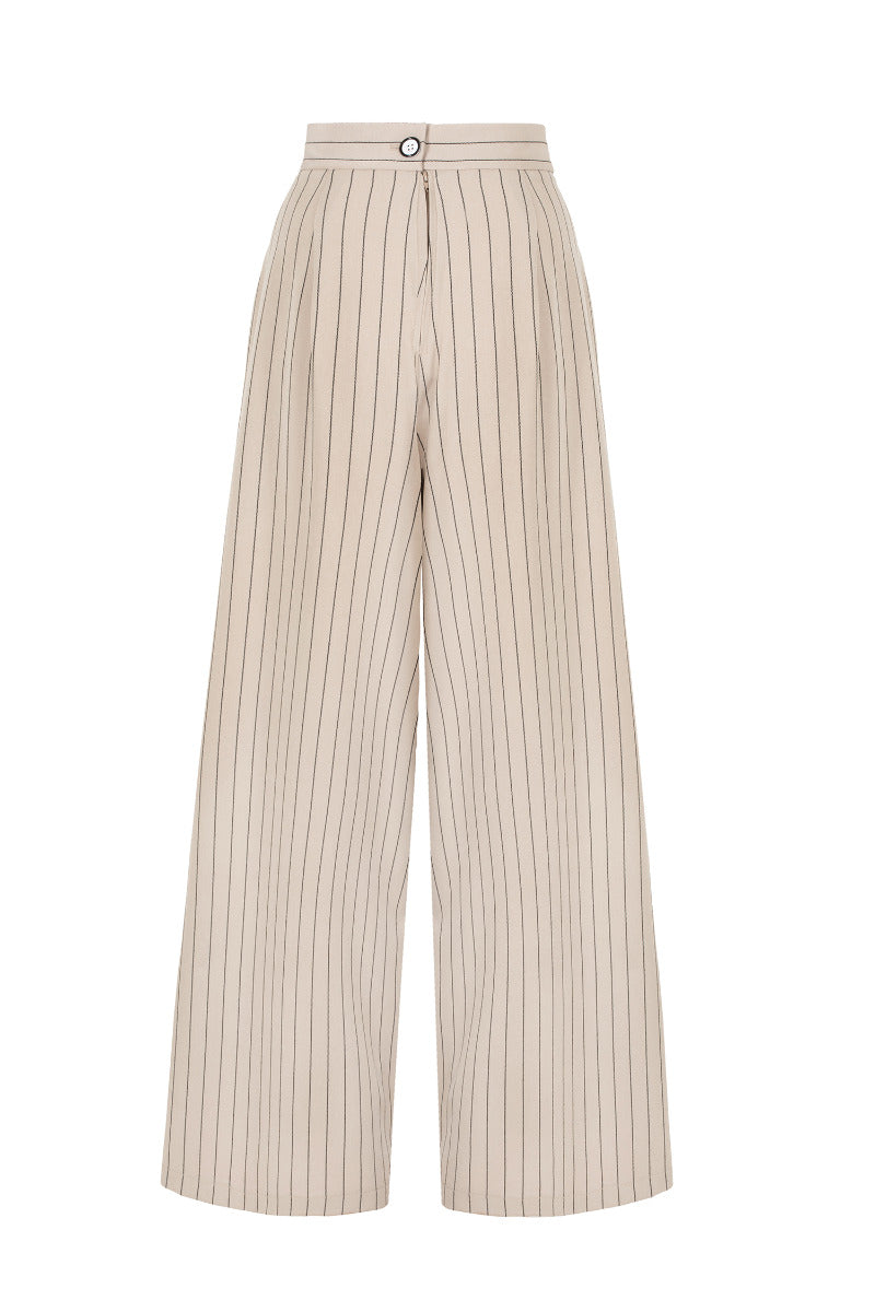Caspian Swing Trousers in Beige by Hell Bunny