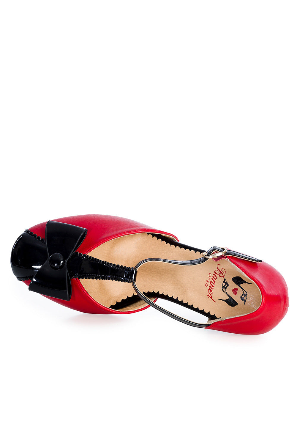 Bow Vixen Red/Black Wedges by Banned