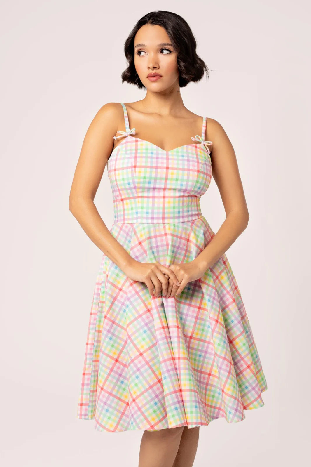 pastel 1950s dresses Carnival Carousel Pastel Striped 1950s Vintage Inspired Big Top Circus Retro Pinup Dress by Hollyville