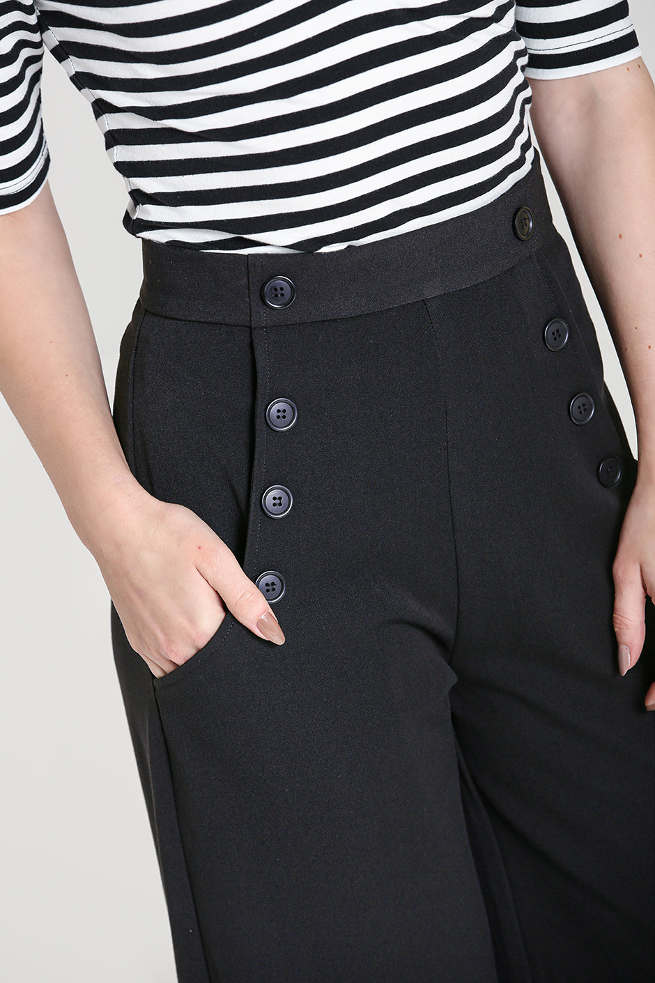 Carlie Swing Trousers in Navy by Hell Bunny