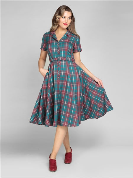 Caterina Lake Check Swing Dress från Collectif
