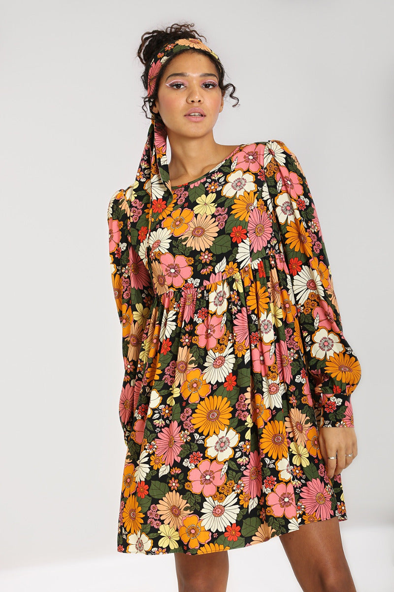 60s floral mini dress 1960s Novelty Print Micro Mini Dress / 1960s Psychedelic Mini Dress / 1960s Tunic / 1960s Micro Mini Dress