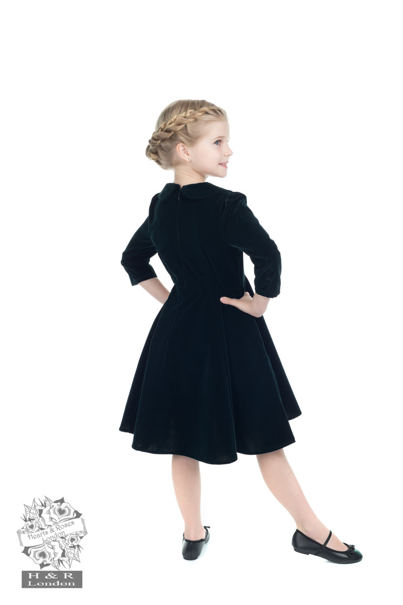 Glamorous Green Velvet Tea Dress by Hearts and Roses