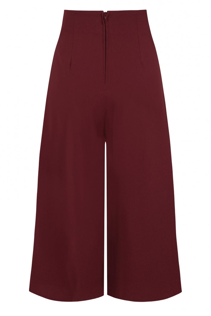 Godet Culottes in Burgundy by Hell Bunny