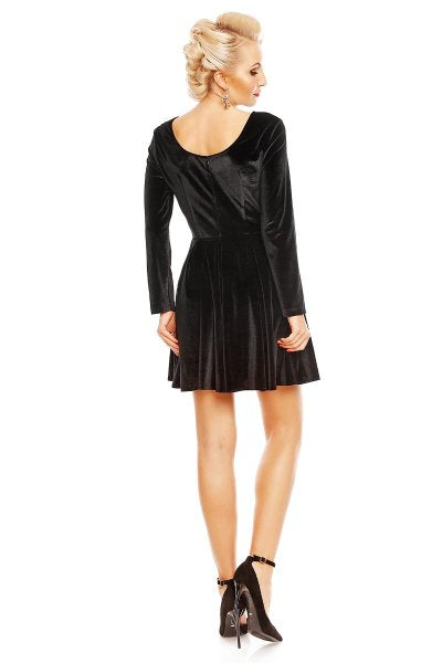 Black Velvet Long Sleeve Dress by Dolly & Dotty