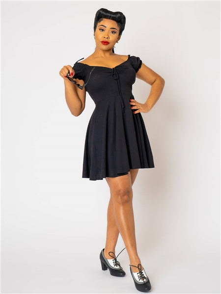 Sasha Plain Black Mini Flared Dress by Collectif Lemonie Boutique Sasha Plain Black Mini Flared Dress by Collectif Lemonie Boutique