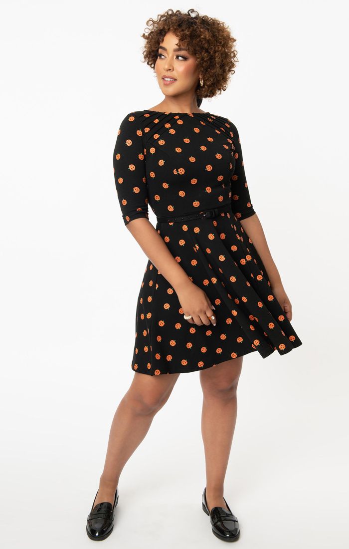 Stephanie Pumpkin Patch Knit Flare Dress från Unique Vintage
