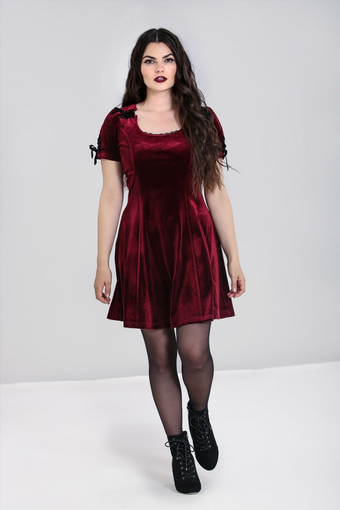 Everly Burgundy Velvet Mini Dress by Hell Bunny Lemonie Boutique Everly Burgundy Velvet Mini Dress by Hell Bunny Lemonie Boutique