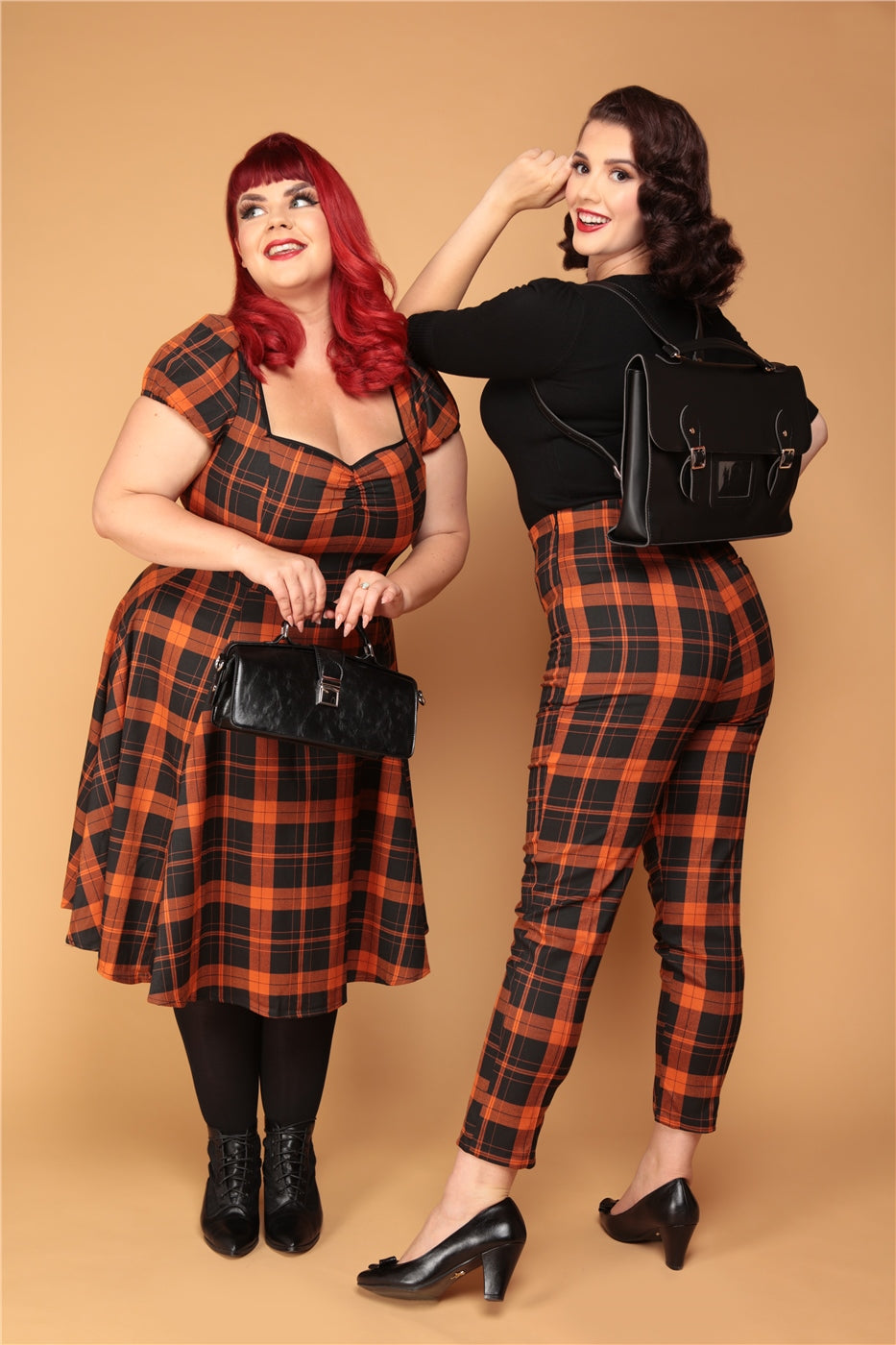 Mimi Pumpkin Check Doll Dress by Collectif