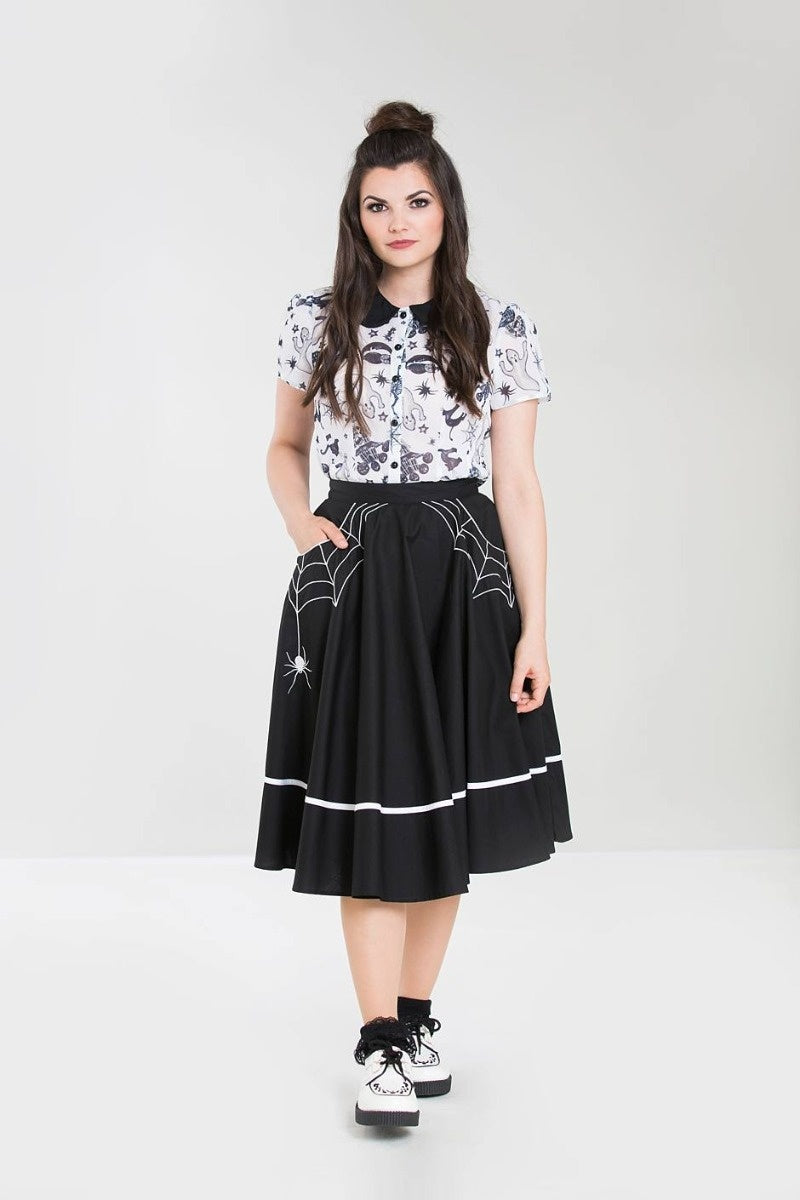 Miss Muffet 50s Skirt in Black and White by Hell Bunny