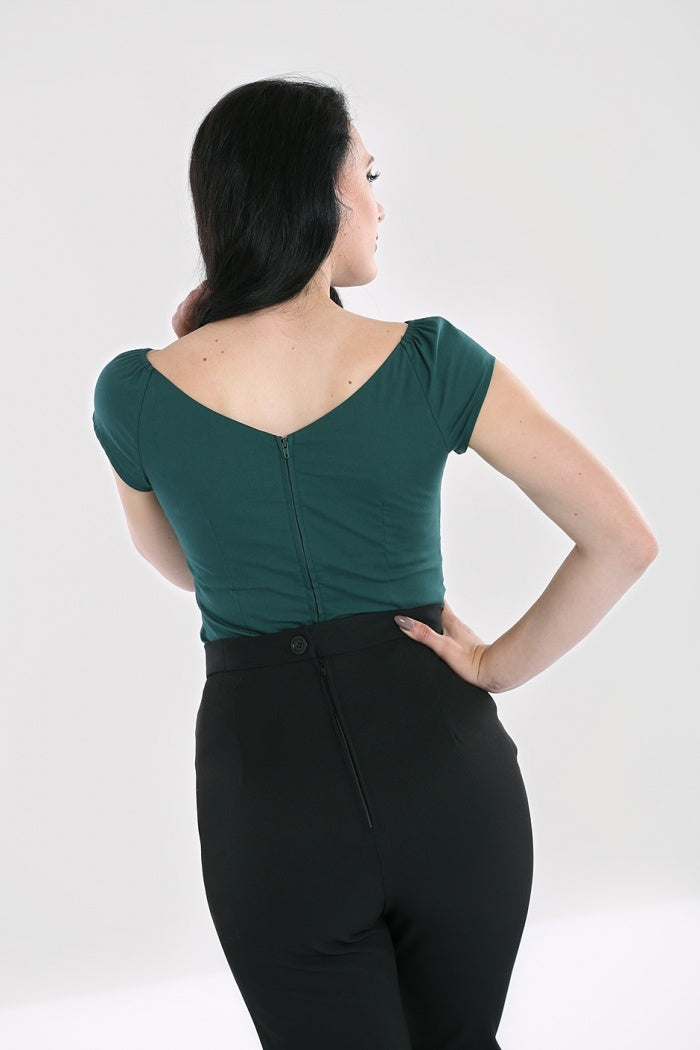 Petuniatopp i mörkgrön från Hell Bunny