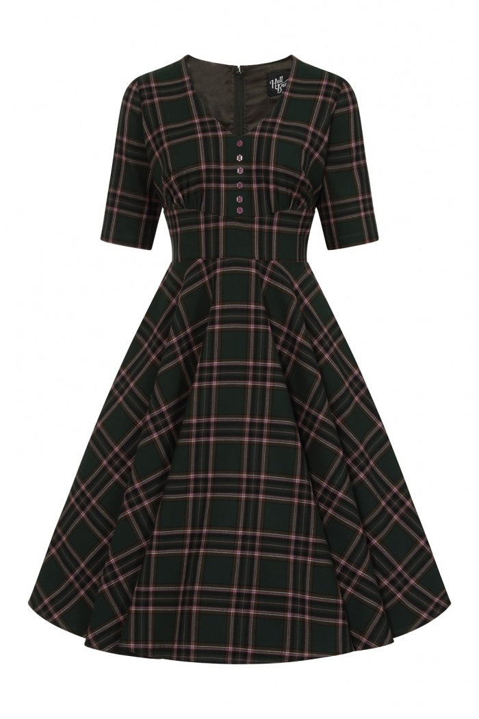 Miles 50s Green Tartan Dress från Hell Bunny