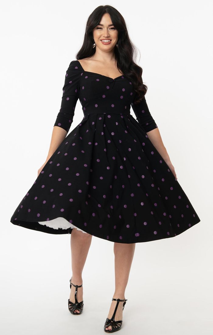 Unique Vintage Black Sweetheart Midge Swing Dress