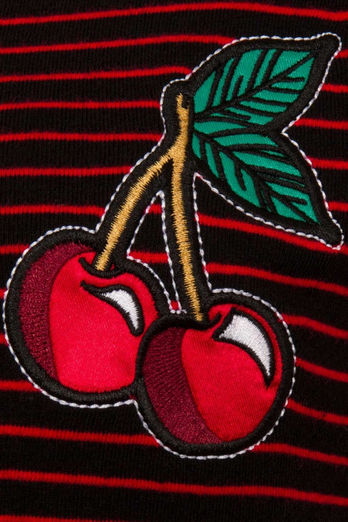 Ellie Cherry Stripe Top by Hell Bunny