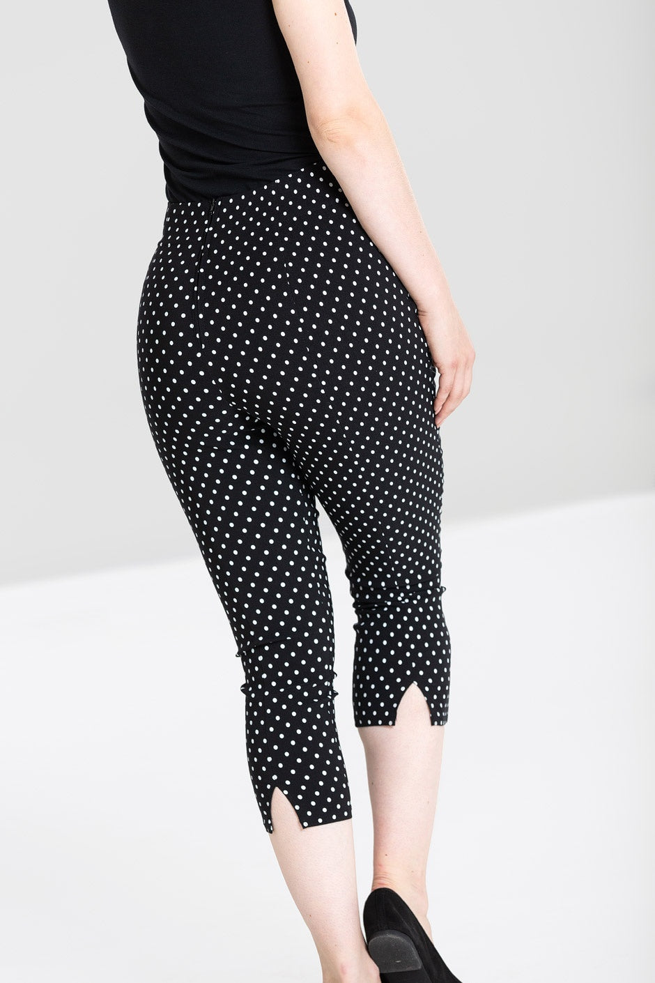 Kay Polka Dot Black Capri by Hell Bunny