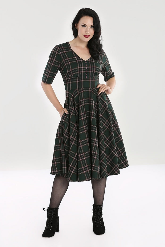 Miles 50s Green Tartan Dress by Hell Bunny Lemonie Boutique Miles 50s Green Tartan Dress by Hell Bunny Lemonie Boutique