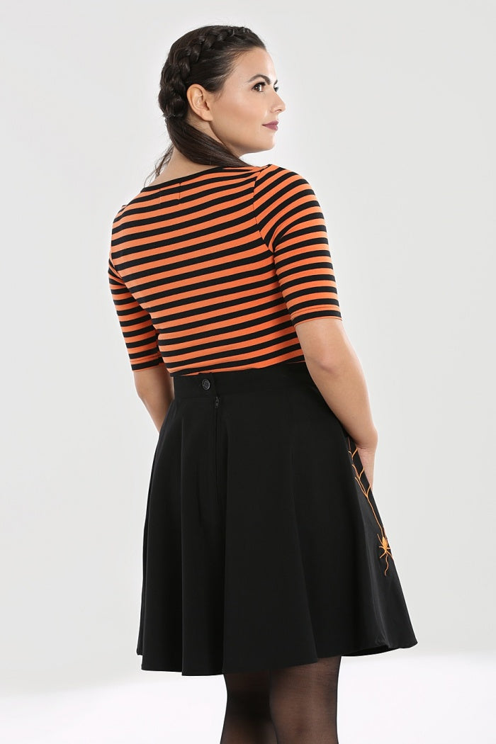 Warlock Top in Orange/Black by Hell Bunny