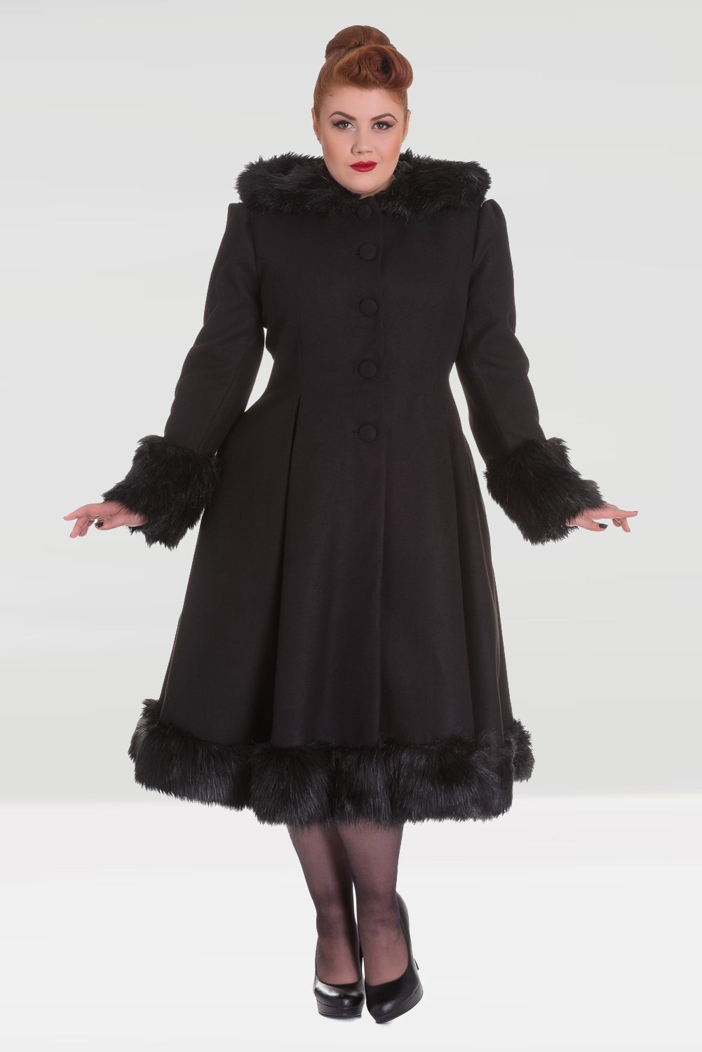 Elvira Coat in Black by Hell Bunny