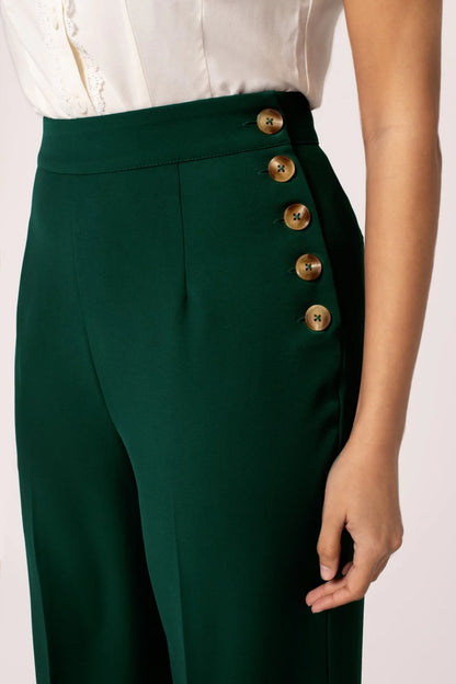 Ginger Dark Green Trousers by Hell Bunny