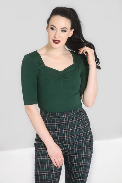 Philippa Top in Green by Hell Bunny