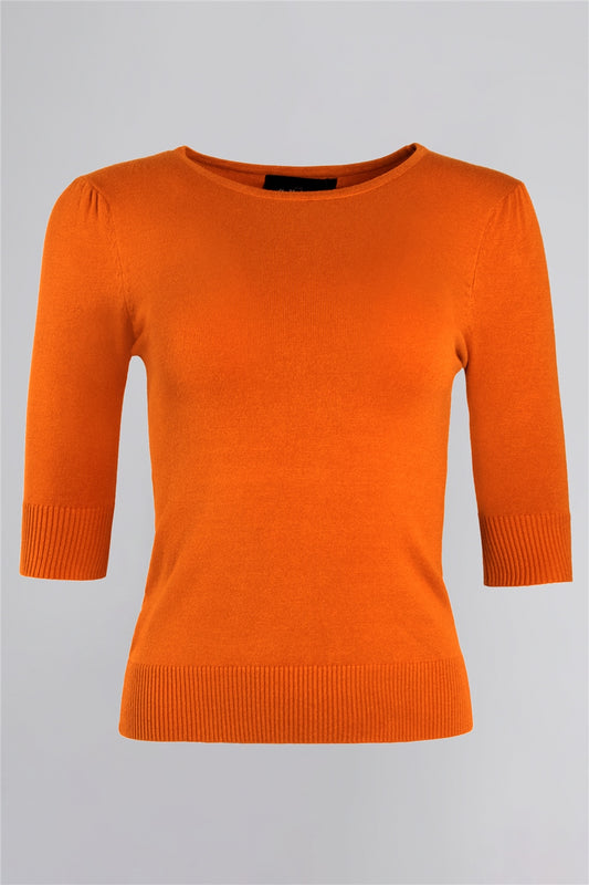 Chrissie Plain Orange Knitted Top by Collectif