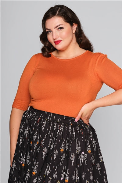Chrissie Plain Orange Knitted Top by Collectif