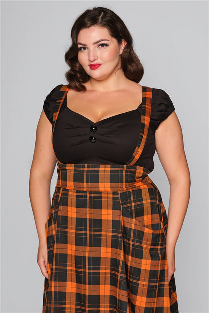 Alexa Pumpkin Check Swing Skirt by Collectif