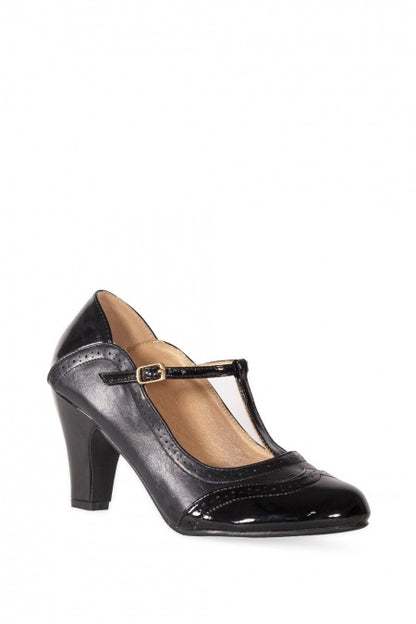 Blues Diva 50s Black T Bar Shoes by Banned