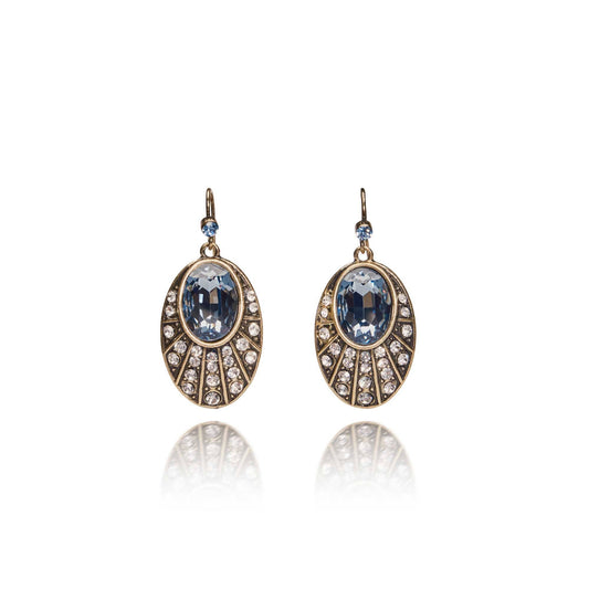 Sapphire Oval Stone 1920s Earrings by Lovett & Co