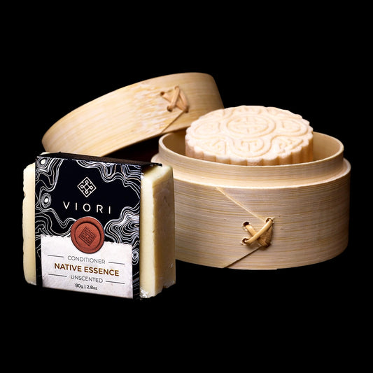 Unscented Native Essence Shampoo & Conditioner Bar With Bamboo Soap Holder