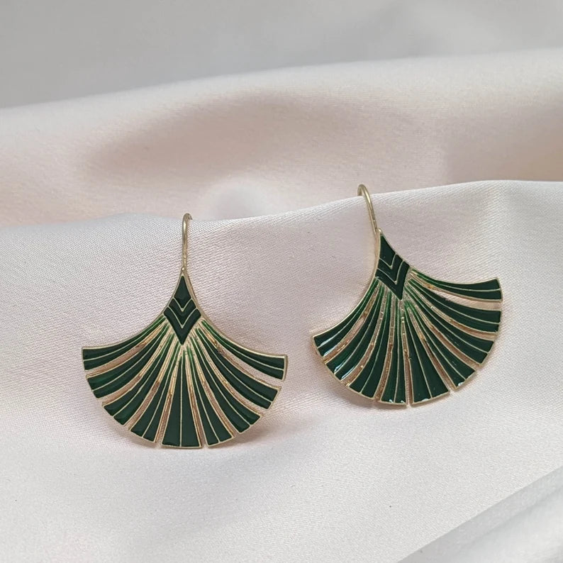 Art Deco Palm Leaf Earrings by Lovett & Co