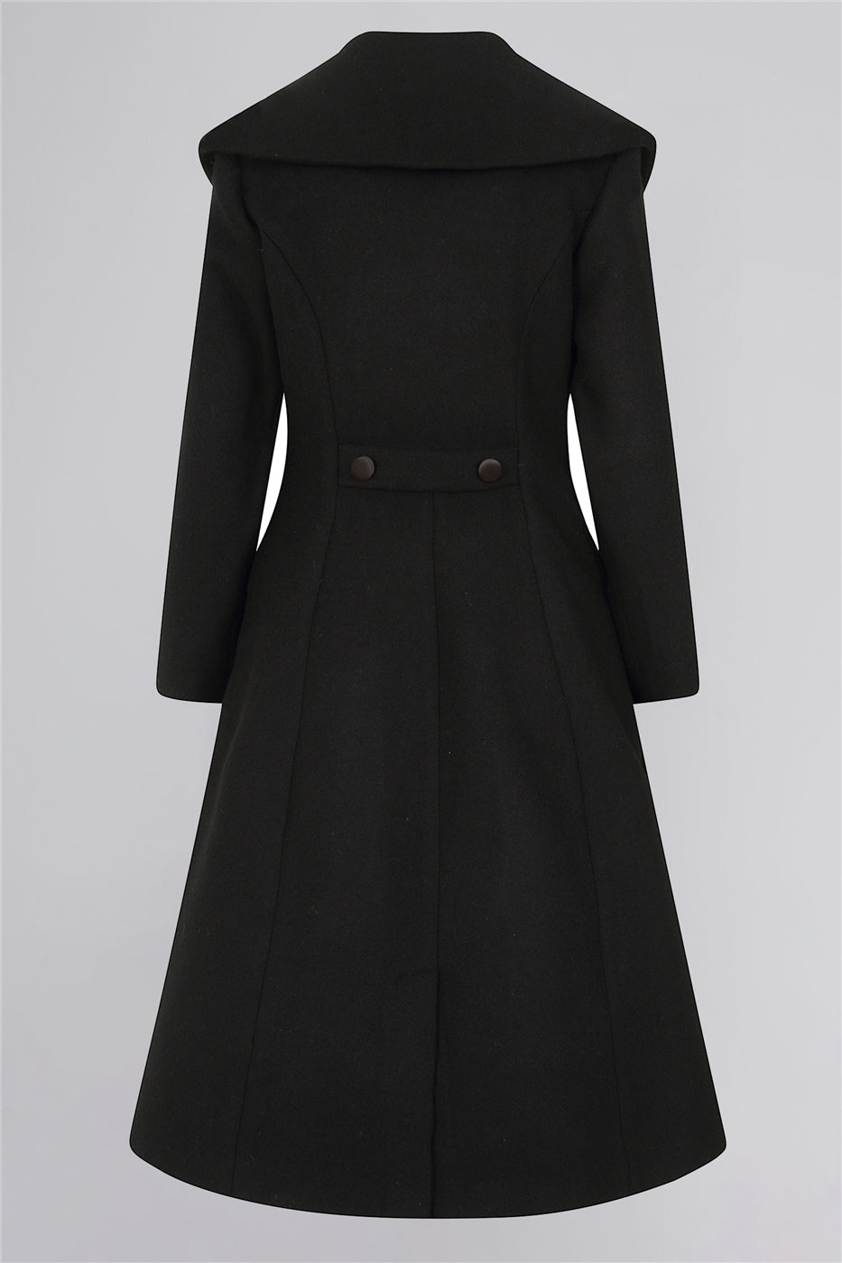 the back of the Eileean women's vintage coat in black 