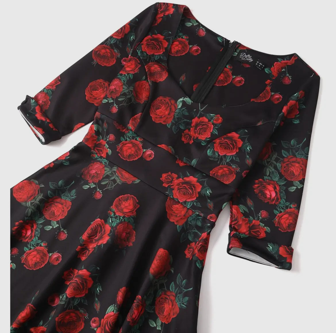 Debra Long Sleeve Rose Print Dress by Dolly & Dotty