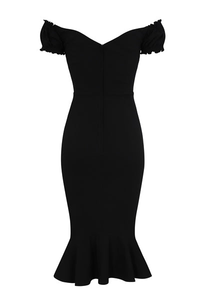 Sasha Plain Black Fishtail Dress by Collectif