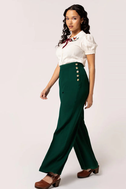 Ginger Dark Green Trousers by Hell Bunny