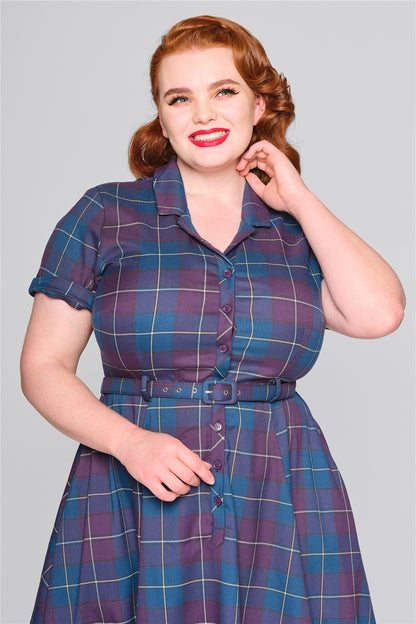 Caterina Mermaid Check Swing Dress by Collectif