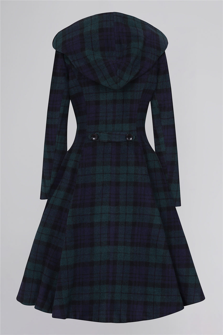 The back of the Heather Blackwatch Coat by Collectif