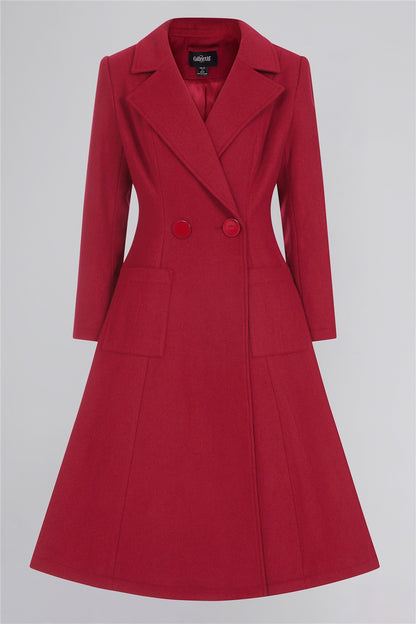 Sophisticated vintage style burgundy women's coat