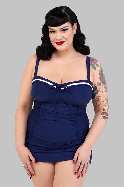 Sailor Folded Collar Swimsuit by Collectif