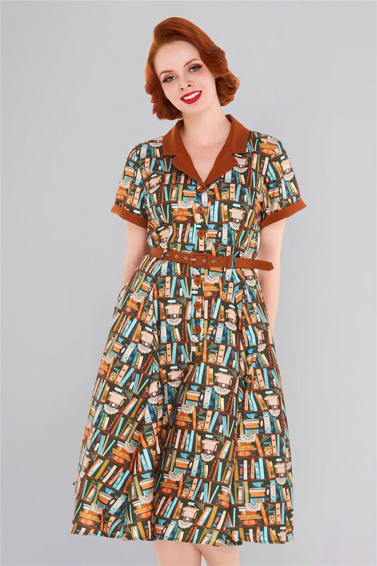 Brenda Books Flared Dress by Collectif X Lindy Bop