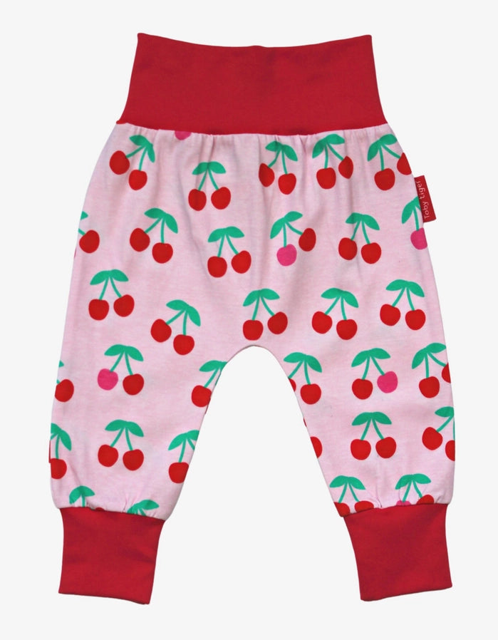 Cherry Print Organic Baby Yoga Pants by Toby Tiger