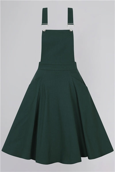 Kayden Pinafore Swing Dress in Green by Collectif