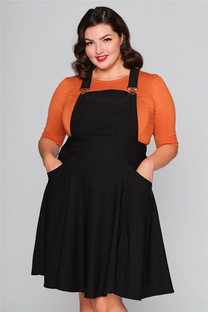 Kayden Black Pinafore Swing Dress by Collectif